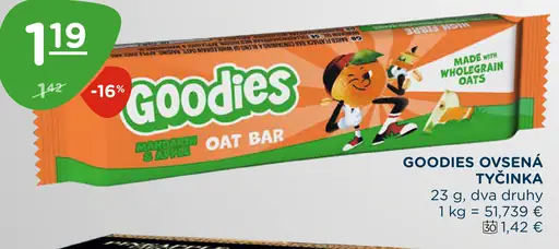 Goodies ovsená tyčinka dva druhy