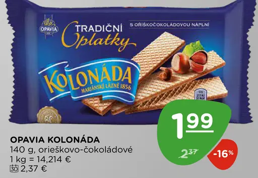 Opavia Kolonáda tradičné oplátky orieškovo-čokoládové
