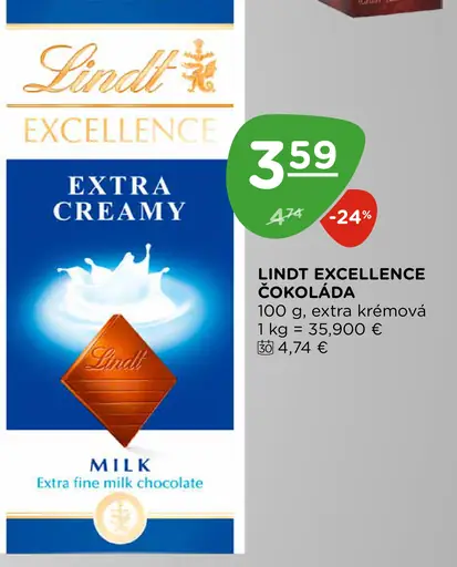 Lindt Excellence čokoláda extra krémová milk