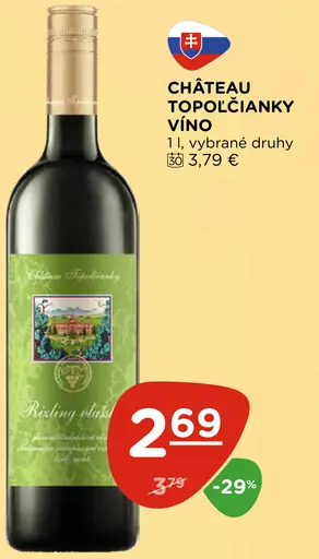 Château Topoľčianky víno rôzne druhy