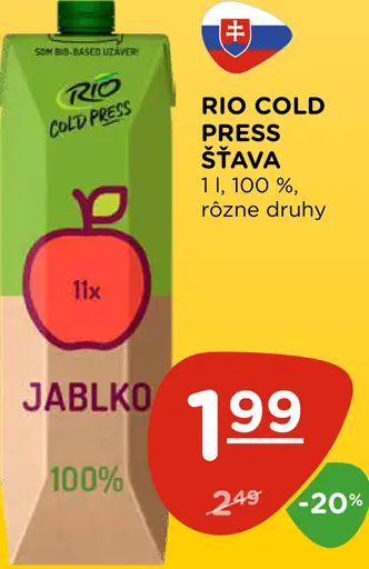 Rio Cold Press 100% šťava jablko-marhuľa