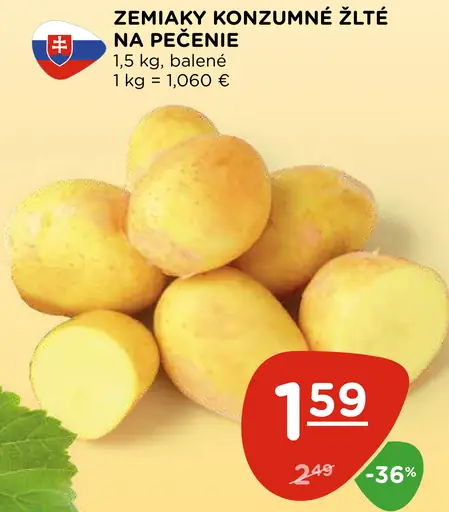 Zemiaky konzumné žlté na pečenie