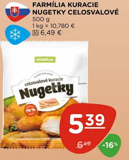 Farmília Kuracie Nuggetky Celosvalové