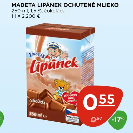 Madeta Lipánek trvanlivé mlieko ochutené