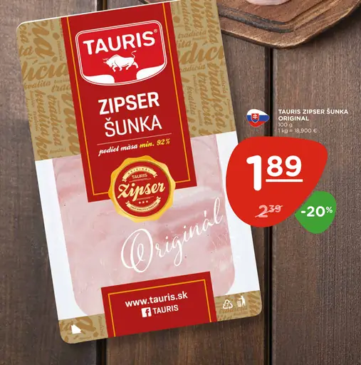 Tauris Zipser šunka originál