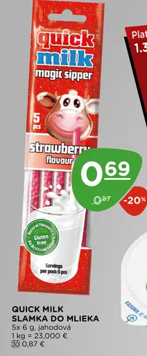 Quick Milk slamka do mlieka jahodová