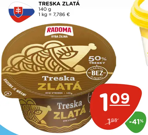 Radoma Treska zlatá rybia nátierka