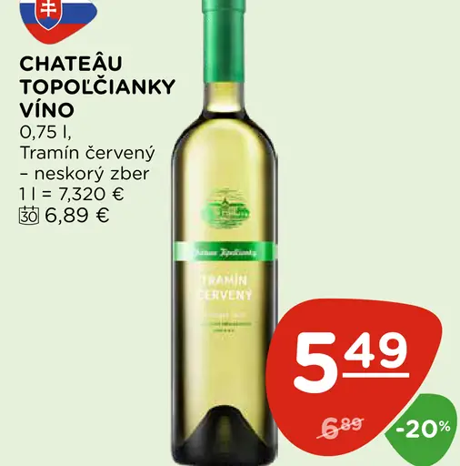 Château Topoľčianky Víno Tramín červený