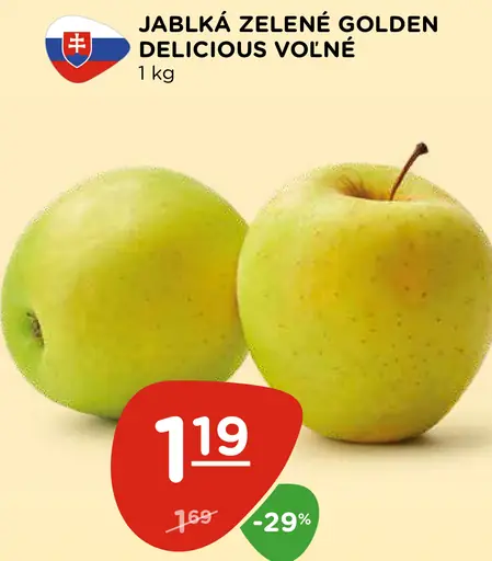 Jablká zelené Golden Delicious