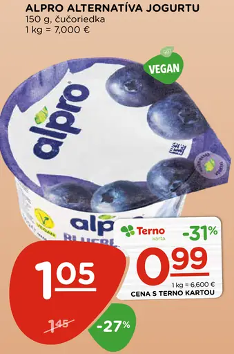 Alpro Alternatíva Jogurtu Čučoriedka