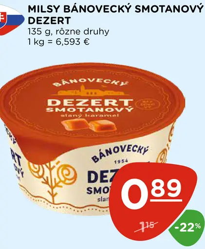 Milsy Báňovecký smotanový dezert