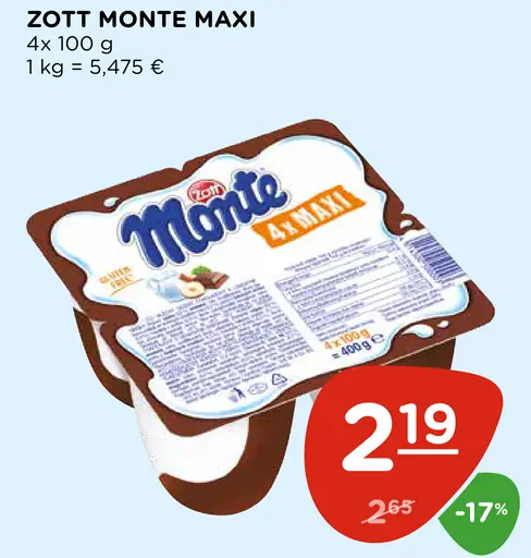 Zott Monte Maxi mliečny dezert