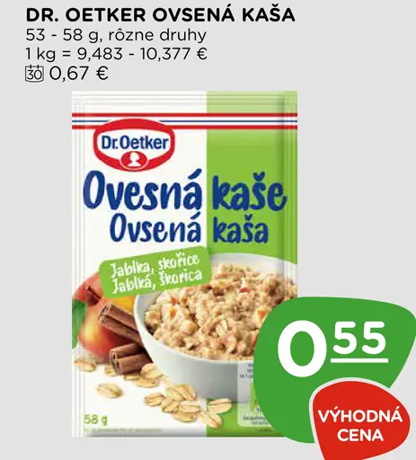 Dr. Oetker ovsená kaša rôzne druhy