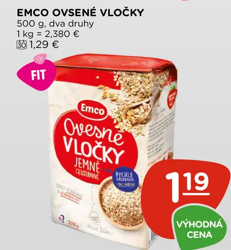 Emco ovsené vločky jemné rôzne druhy