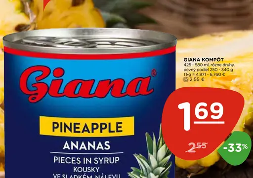 Giana ananás kúsky v sladkom náleve