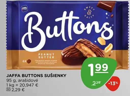 Jaffa Buttons sušienky arašidové Peanut Butter