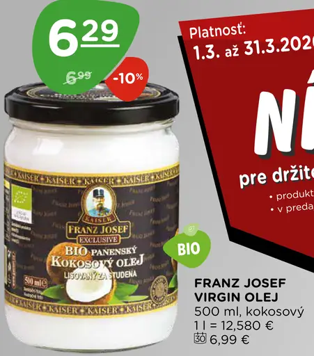 Franz Josef kokosový panenský olej BIO