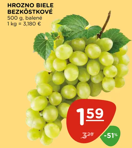 Hrozno biele bezjadierkové