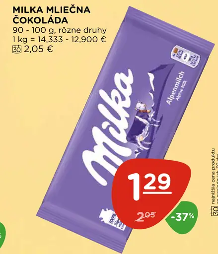 Milka Mliečna čokoláda