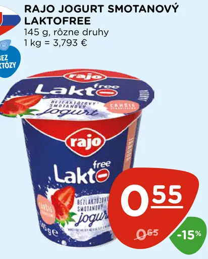 Rajo Laktofree jogurt bezlaktózový smotanový 2 druhy