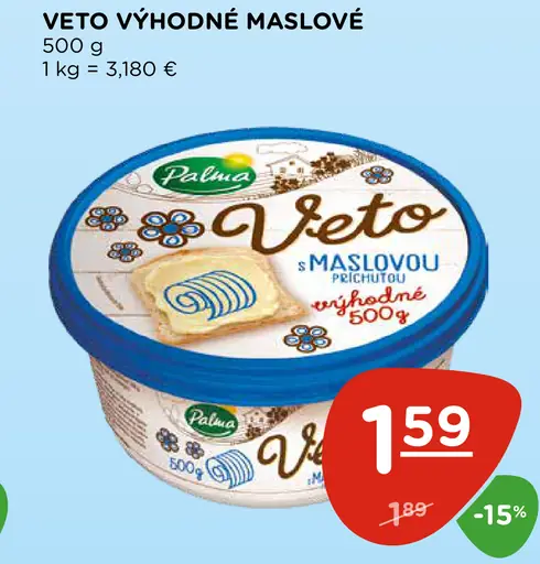 Veto výhodné maslové nátierkové maslo