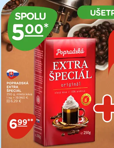 Popradská Extra Špeciál originál mletá káva 100 % arabica