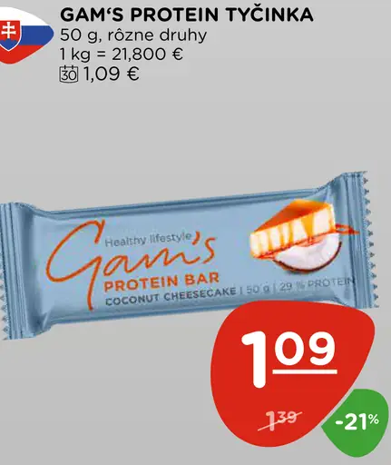 Gam's protein tyčinka kokosový cheesecake