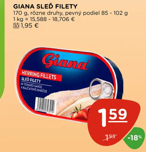 Giana sleď filety rôzne druhy