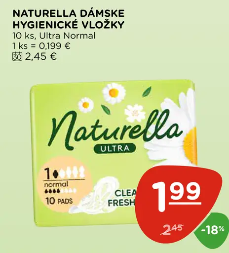 Naturella Dámske Hygienické Vložky Ultra Normal