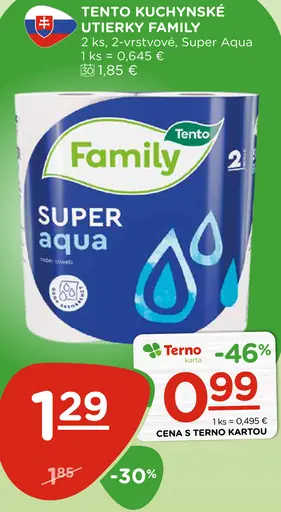 Tento kuchynské utierky Family Super Aqua 2-vrstvové