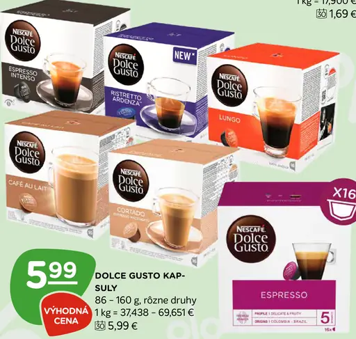 Nescafé Dolce Gusto kapsuly káva rôzne druhy
