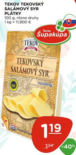 Tekovský Salámový syr plátky