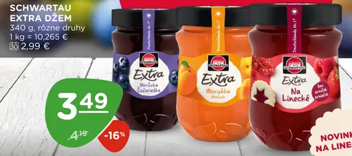 Schwartau Extra Džem rôzne druhy