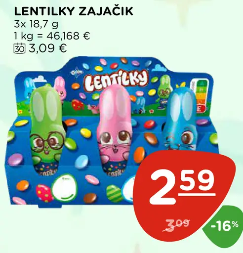 Lentilky zajáčik čokoládové dražé