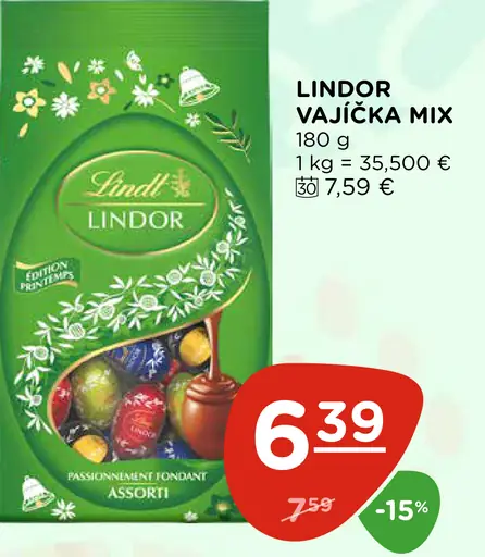Lindor vajíčka mix plnené čokoládové guľôčky