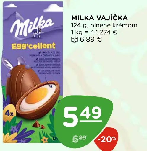 Milka vajíčka Eggcellent plnené krémom
