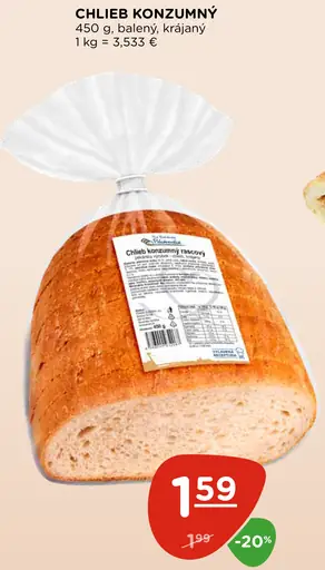 Chlieb konzumný balený krájaný