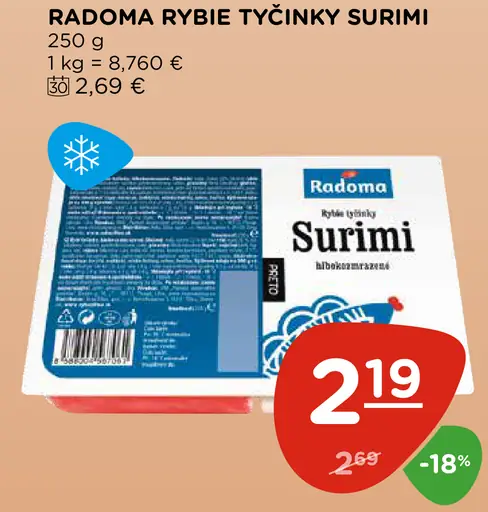 Radoma rybie tyčinky surimi