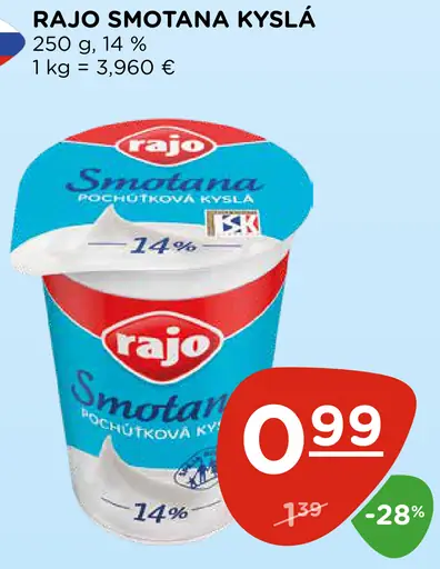 Rajo smotana kyslá 14%
