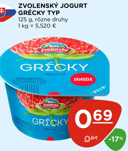 Zvolenský Jogurt grécky typ jahoda