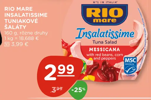 Rio Mare Insalatissime tuniakový šalát Messicana s červenou fazuľou, kukuricou a paprikou