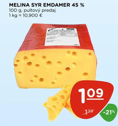 Melina syr Emmental 45 % plátky