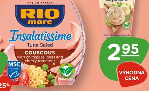 Rio Mare Insalatissime tuniakový šalát couscous s cícerom, hráškom a cherry paradajkami