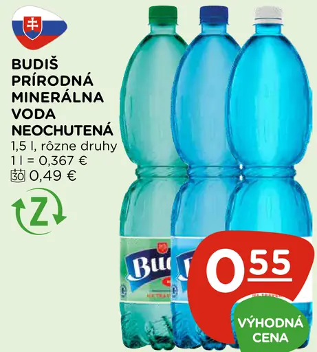 Budiš prírodná minerálna voda neochutená