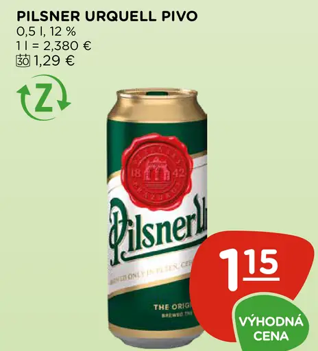 Pilsner Urquell pivo plechovka