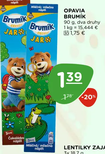 Opavia Brumík kakao a mliečna náplň rôzne druhy