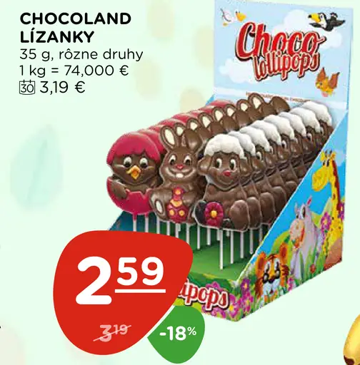 Chocoland lízanky rôzne druhy