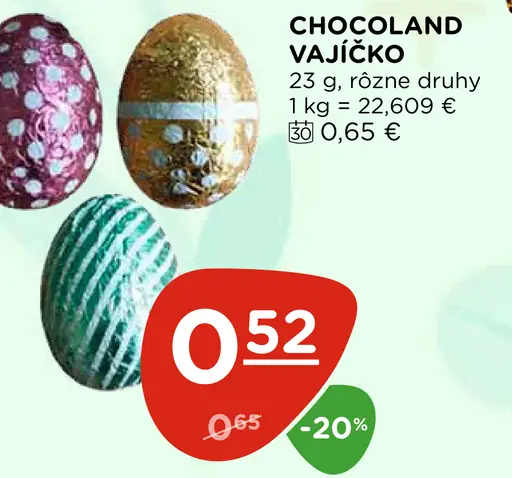 Chocoland vajíčko rôzne druhy