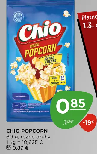 Chio Popcorn rôzne druhy