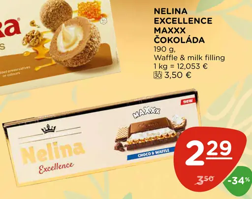 Nelina Excellence Maxxx čokoláda s vafľou a mliečnou náplňou
